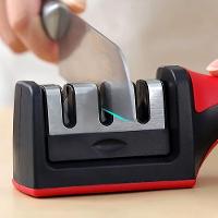 Afiador De Facas Tesouras E Cutelos Vermelho Profissional Com 3 Níveis De Afiação - 5