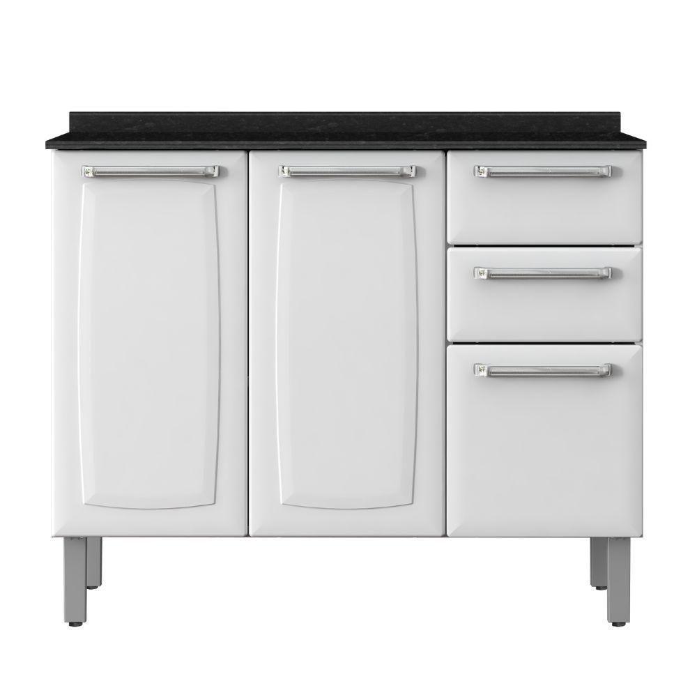 Balcão De Cozinha Em Aço 3 Portas 2 Gavetas Branco Luce Itatiaia Branco - 1