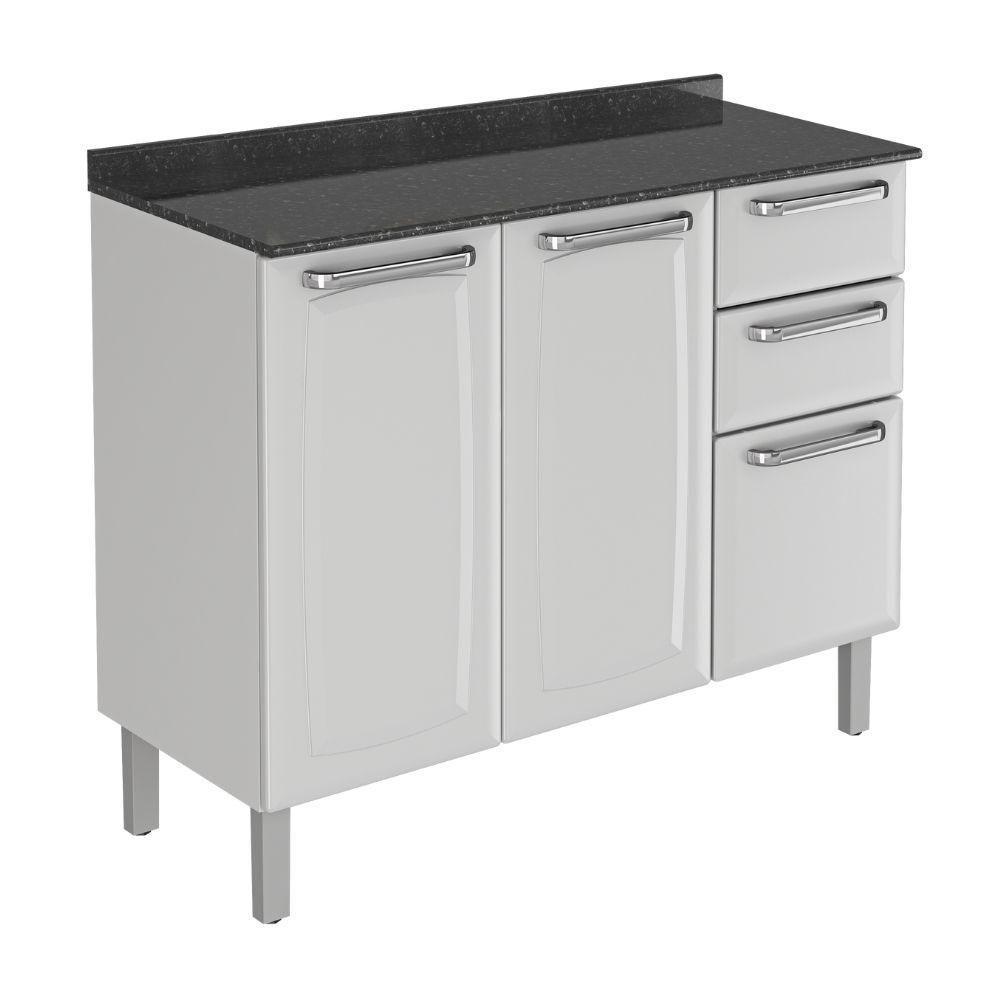 Balcão De Cozinha Em Aço 3 Portas 2 Gavetas Branco Luce Itatiaia Branco - 2