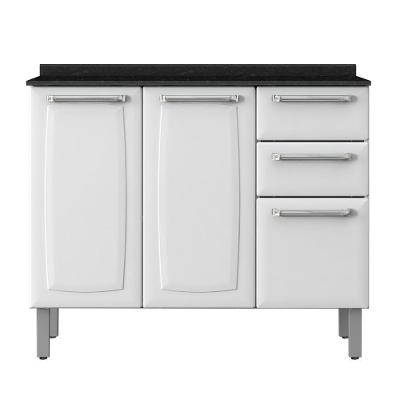 Balcão De Cozinha Em Aço 3 Portas 2 Gavetas Branco Luce Itatiaia Branco