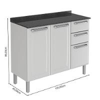 Balcão De Cozinha Em Aço 3 Portas 2 Gavetas Branco Luce Itatiaia Branco - 6