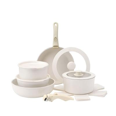Kit Panelas Cerâmica Premium Antiaderente Indução Tampas Vidro Cabos Removíveis E Design Elegante