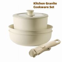 Kit Panelas Cerâmica Premium Antiaderente Indução Tampas Vidro Cabos Removíveis E Design Elegante - 2