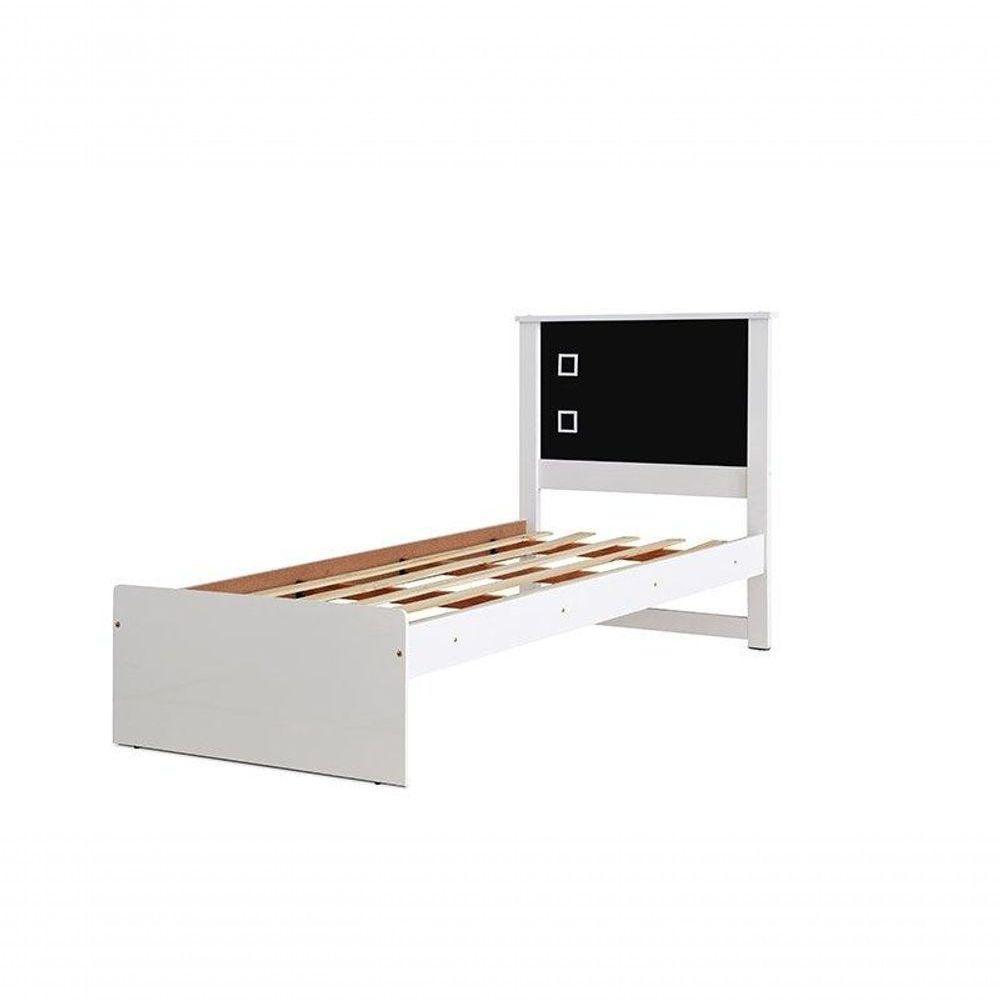 Cama Bibox Solteiro Barcelona Branco / Preto Com Dois Colchões - Tebarrot - 1