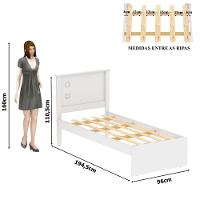 Cama Bibox Solteiro Barcelona Branco / Preto Com Dois Colchões - Tebarrot - 2