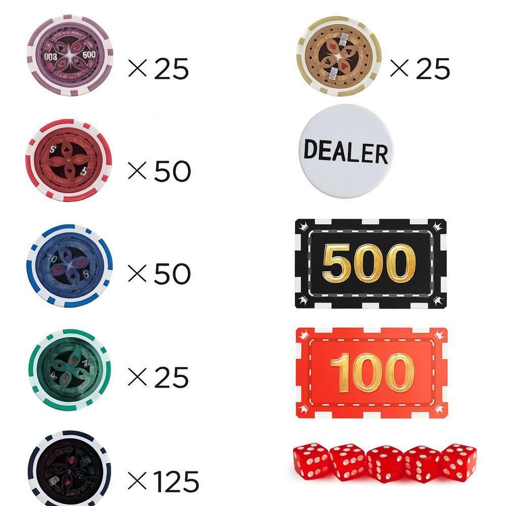 Kit Ficha De Pôquer Com Maleta Alumínio Dealer Dados Fichas Pvc - Diversão Em Casa - 4