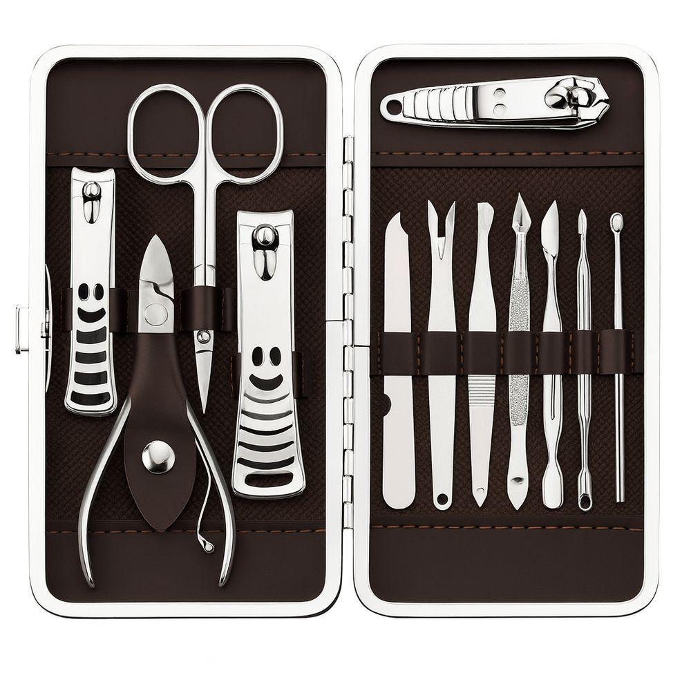 Kit Manicure E Pedicure Profissional 12 Peças Aço Inox Estojo Luxo Precisão E Durabilidade - 1