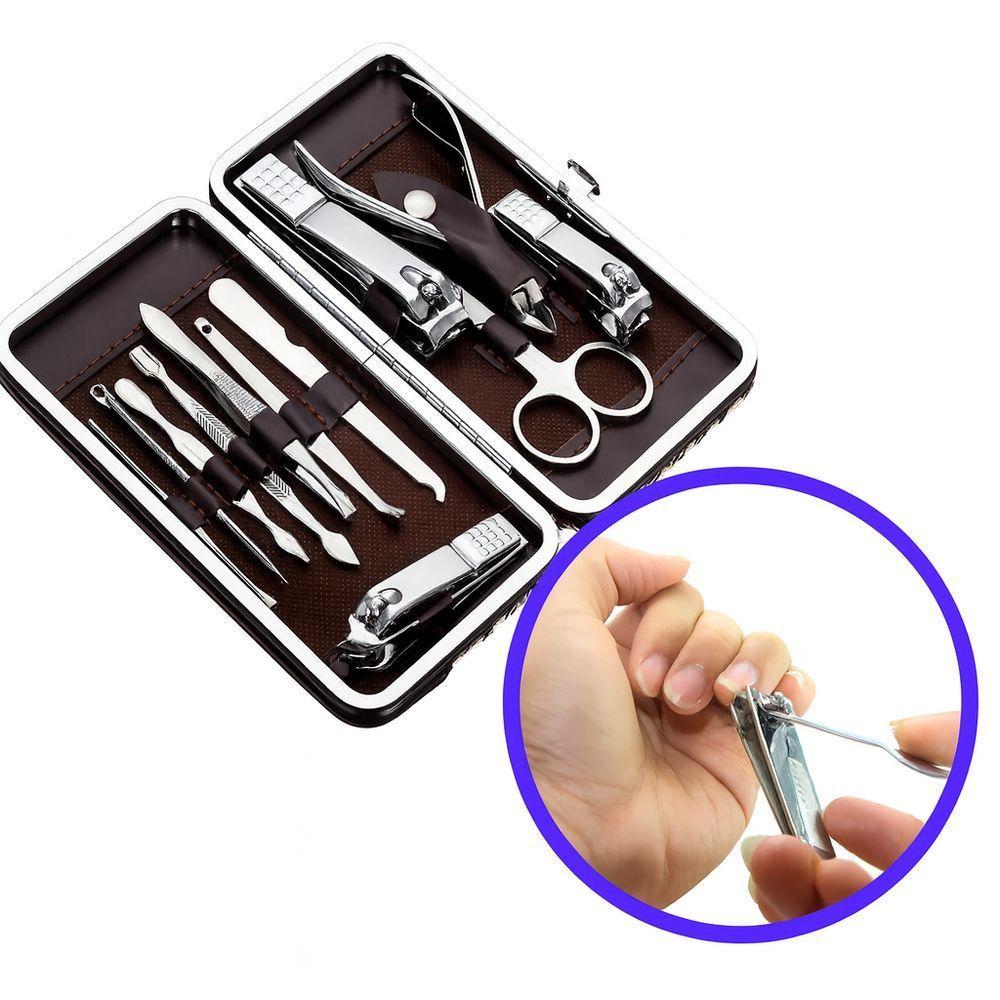 Kit Manicure E Pedicure Profissional 12 Peças Aço Inox Estojo Luxo Precisão E Durabilidade - 2