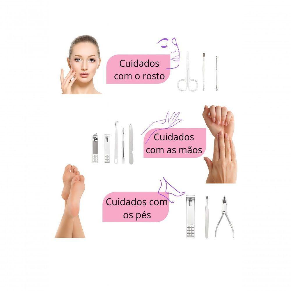 Kit Manicure E Pedicure Profissional 12 Peças Aço Inox Estojo Luxo Precisão E Durabilidade - 4