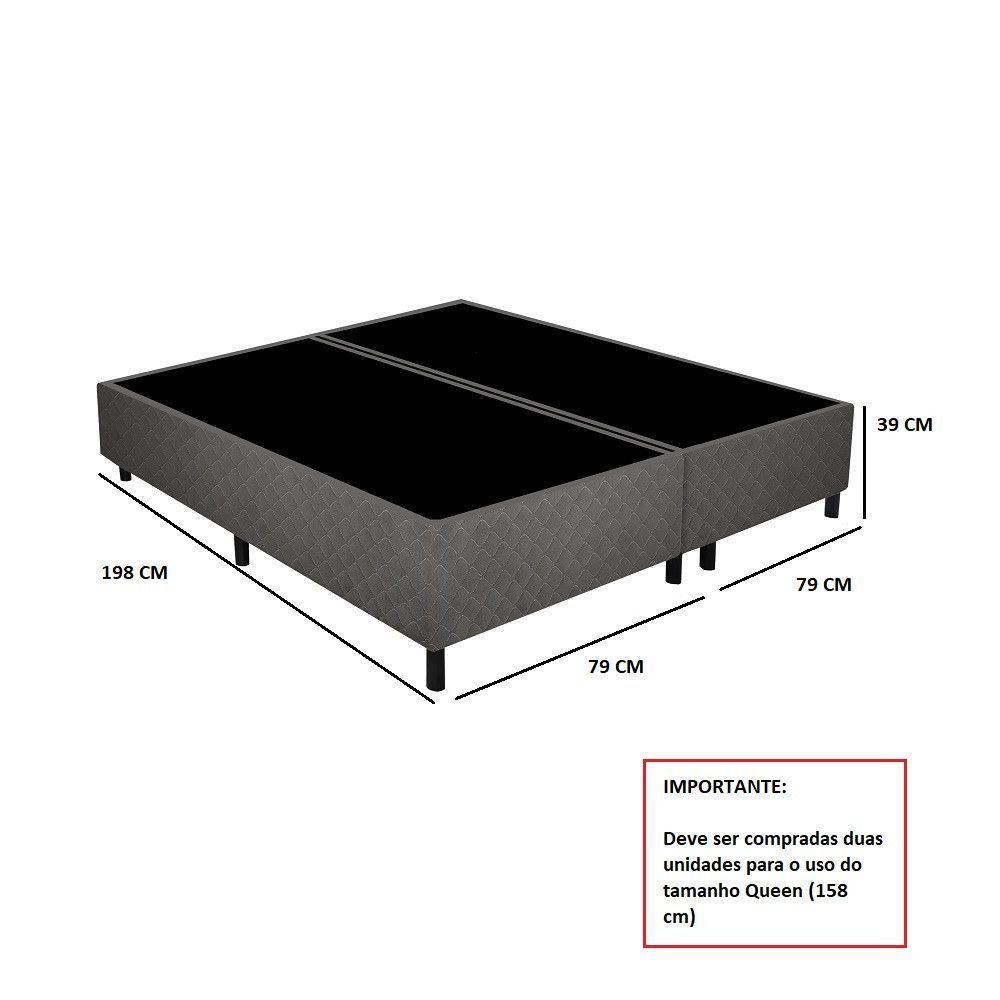Base Box Unitária Para Conjunto Queen 79x198x27cm New York Cinza - 2