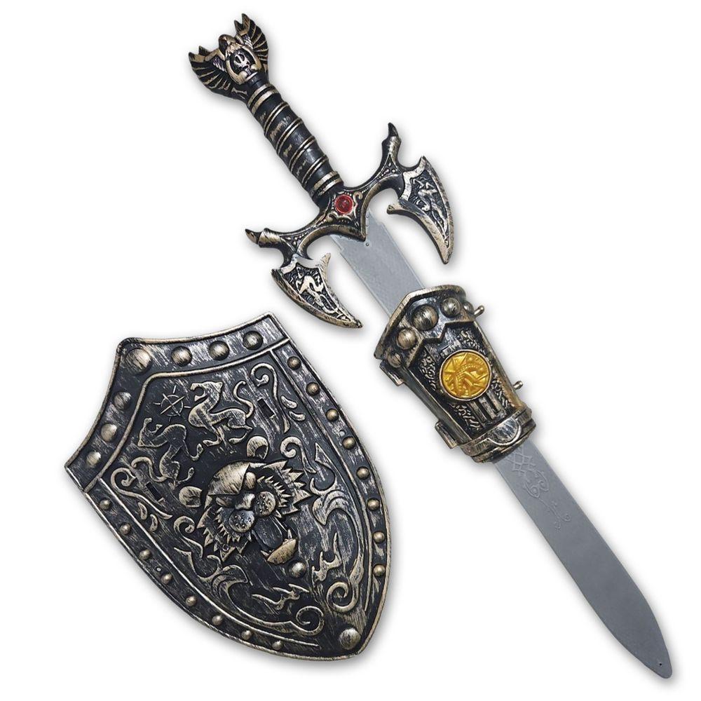 2 Kits Medieval Espada Manopla Escudo Leão Infantil Jr0344 - 4