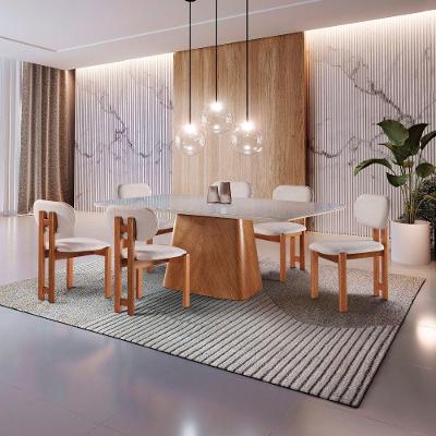 Conjunto 6 Lugares Mesa E Cadeiras Mesa E Cadeiras Orgânicas Cinamomo-linho Cinza