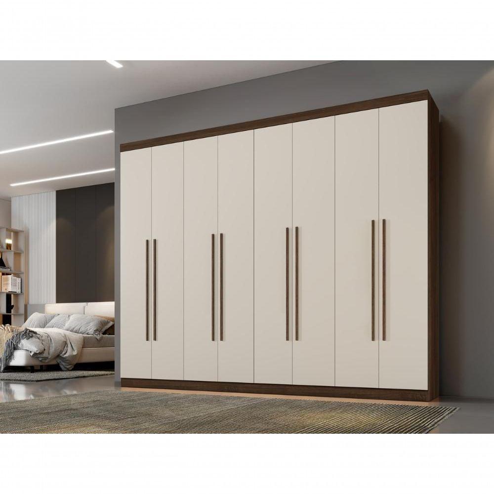 Roupeiro New Porto 8 Portas E 4 Gavetas Imbuía/off - 1