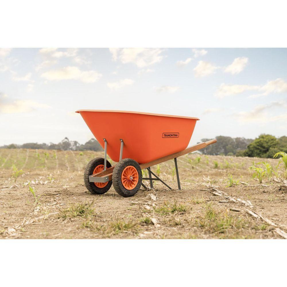 Carrinho De Mão Tramontina Caçamba Plástica Extrafunda 200l Braço Madeira Duas Rodas Pneus Maciços Tramontina - 5