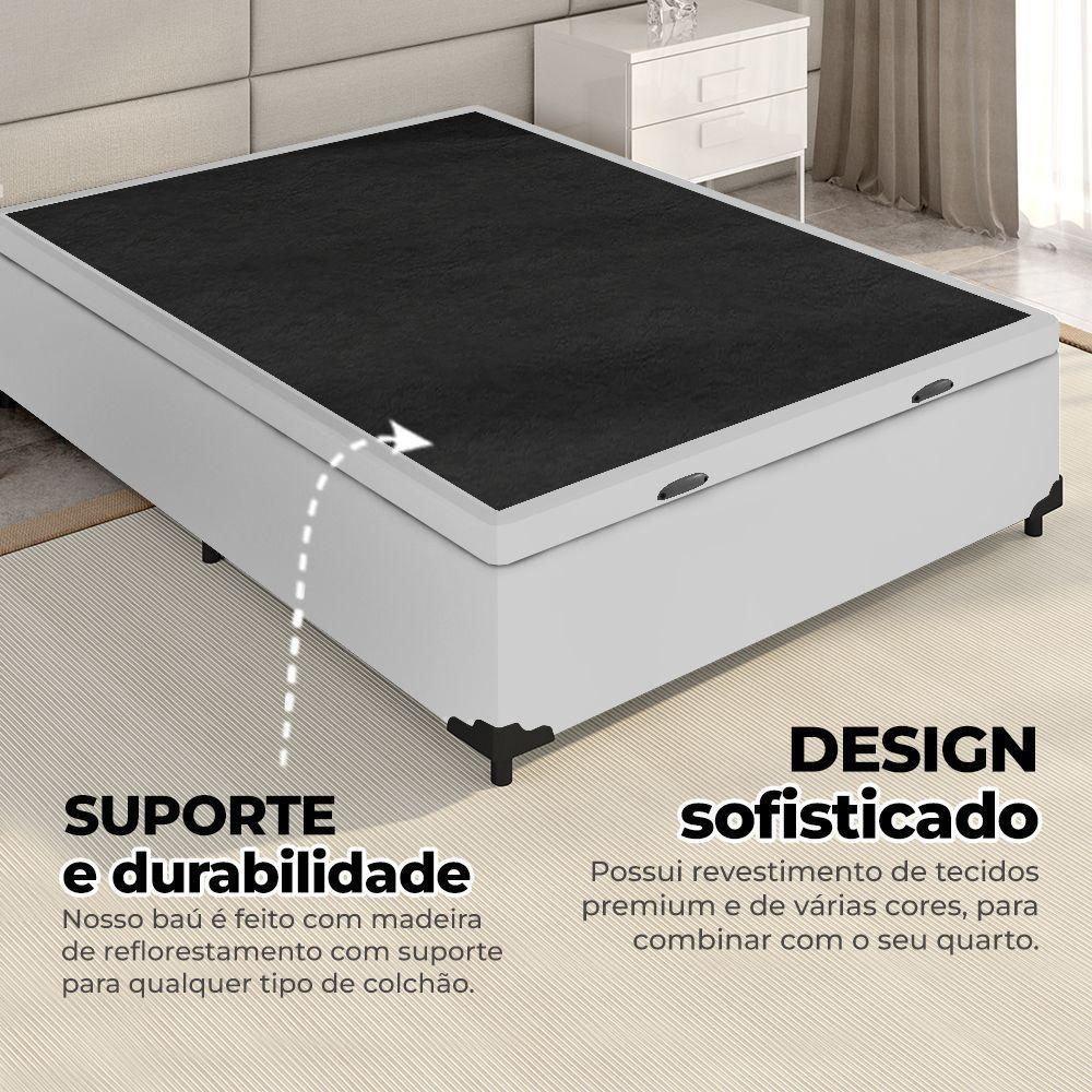 Cama Box Baú Casal 138x188x41cm + 2 Travesseiros Fl - Colchomax Branco Sintético - 3