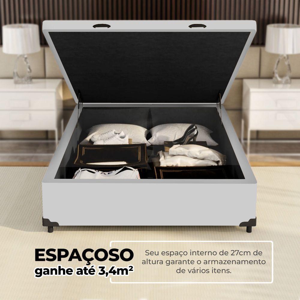 Cama Box Baú Casal 138x188x41cm + 2 Travesseiros Fl - Colchomax Branco Sintético - 4