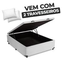 Cama Box Baú Casal 138x188x41cm + 2 Travesseiros Fl - Colchomax Branco Sintético - 6
