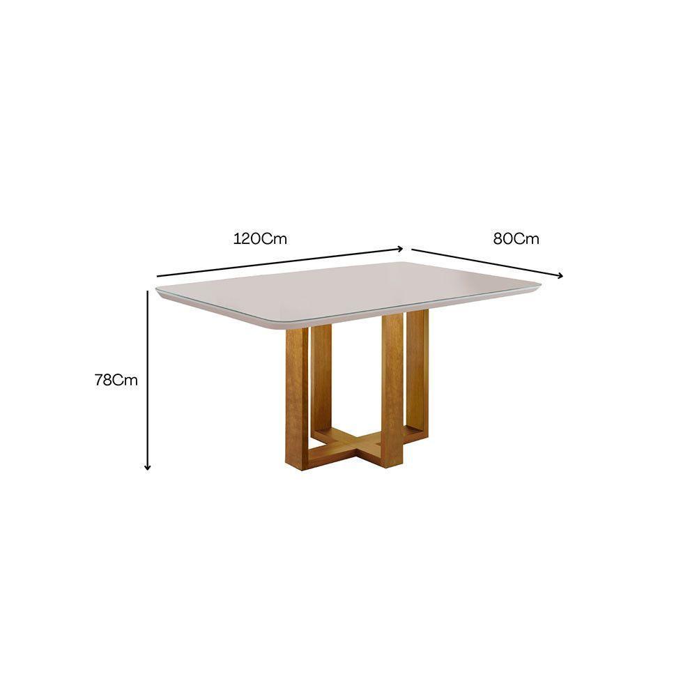 Mesa Com 4 Cadeiras Madeira Maciça Prada Linho Móveis Mix Mel-areia - 4