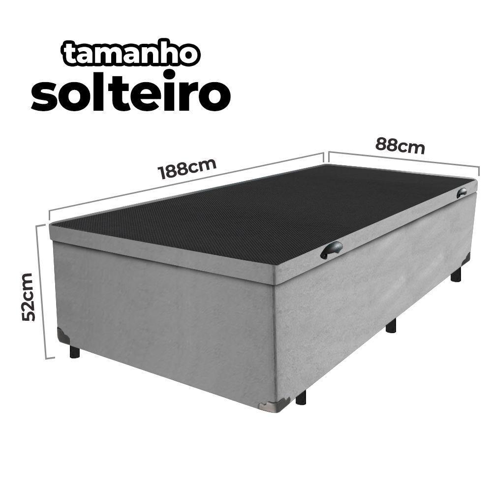 Cama Box Baú Solteiro 88x188x41cm + 1 Travesseiro Fl - Colchomax Cinza Suede - 2