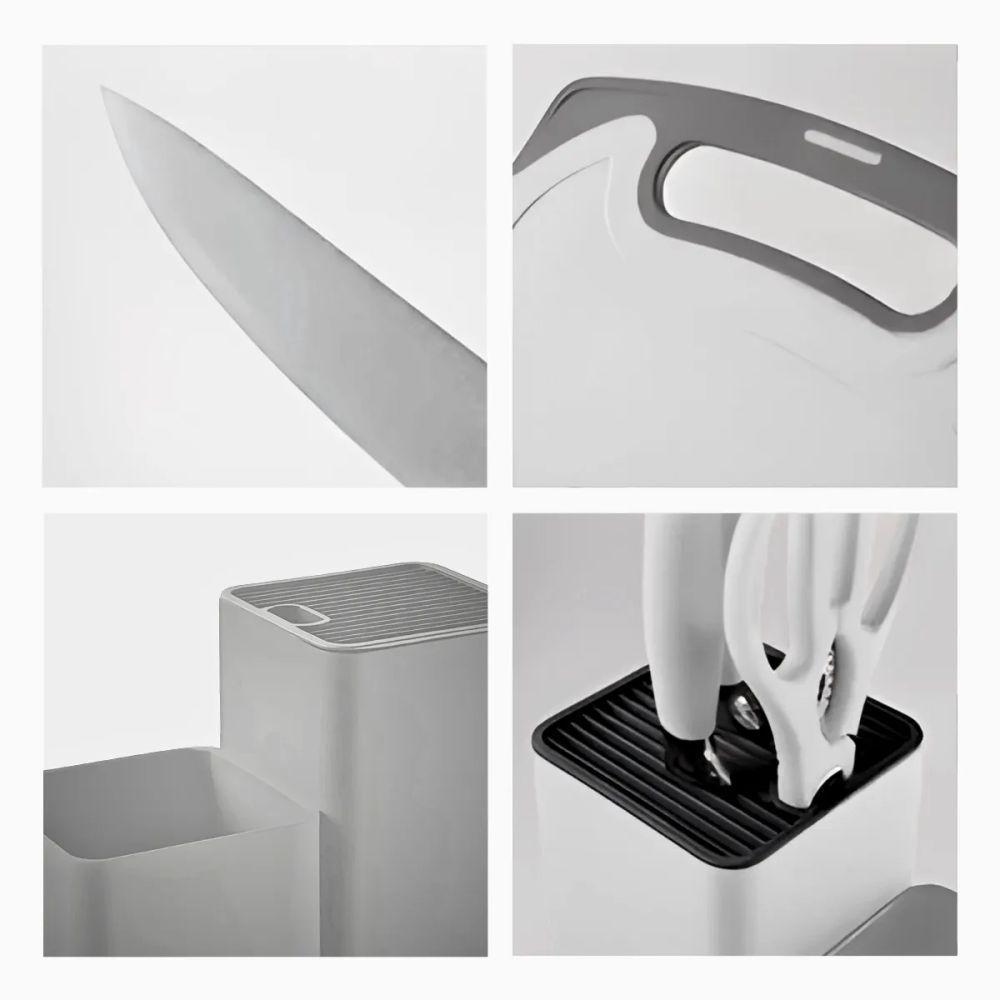 Kit Utensílios De Cozinha 19 Peças Silicone Premium Resistentes A Altas Temperaturas Inox E Madeira - Cinza - 7