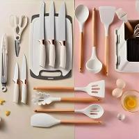 Kit Utensílios De Cozinha 19 Peças Silicone Premium Resistentes A Altas Temperaturas Inox E Madeira - Cinza - 5
