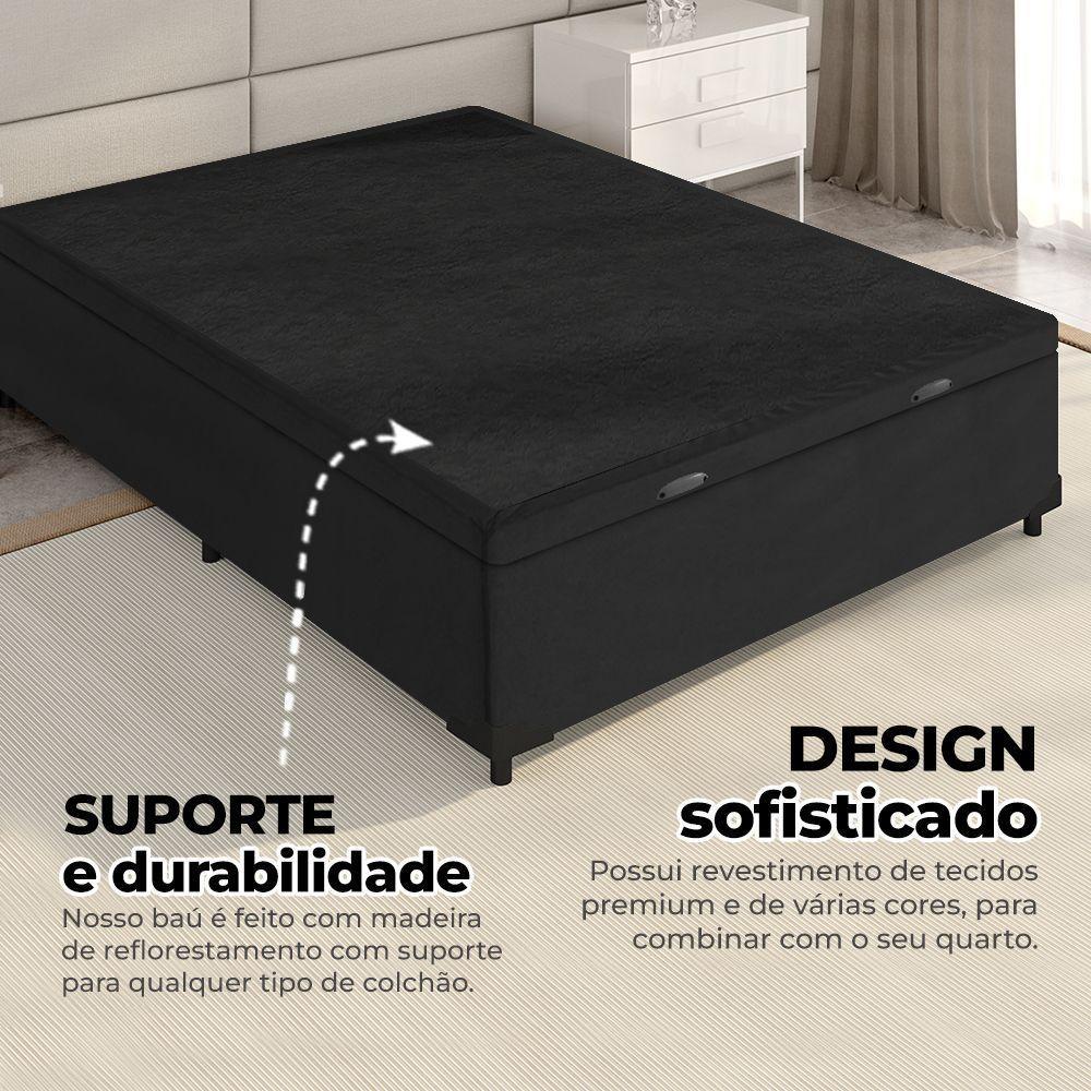 Cama Box Baú Solteiro 88x188x41cm + 1 Travesseiro Fl - Colchomax Preto Suede - 3