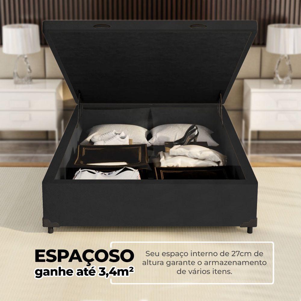 Cama Box Baú Solteiro 88x188x41cm + 1 Travesseiro Fl - Colchomax Preto Suede - 4