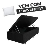 Cama Box Baú Solteiro 88x188x41cm + 1 Travesseiro Fl - Colchomax Preto Suede - 6