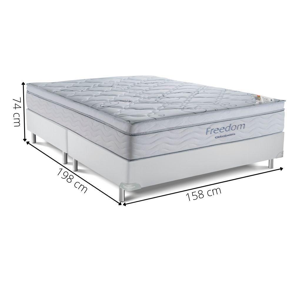 Cama Box Queen (158x198) + Colchão Ortobom Freedom Molas Pocket Branca - 2