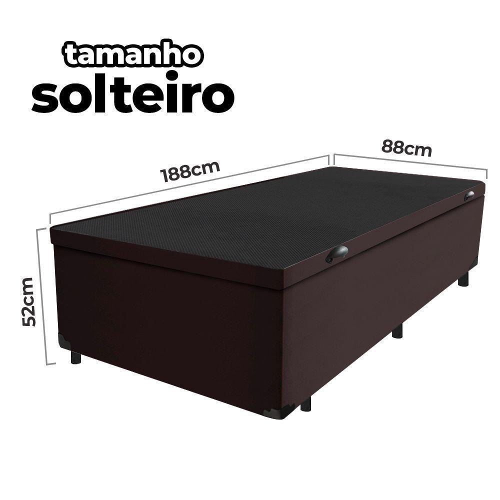 Cama Box Baú Solteiro 88x188x41cm + 1 Travesseiro Fl - Colchomax Marrom Sintético - 2