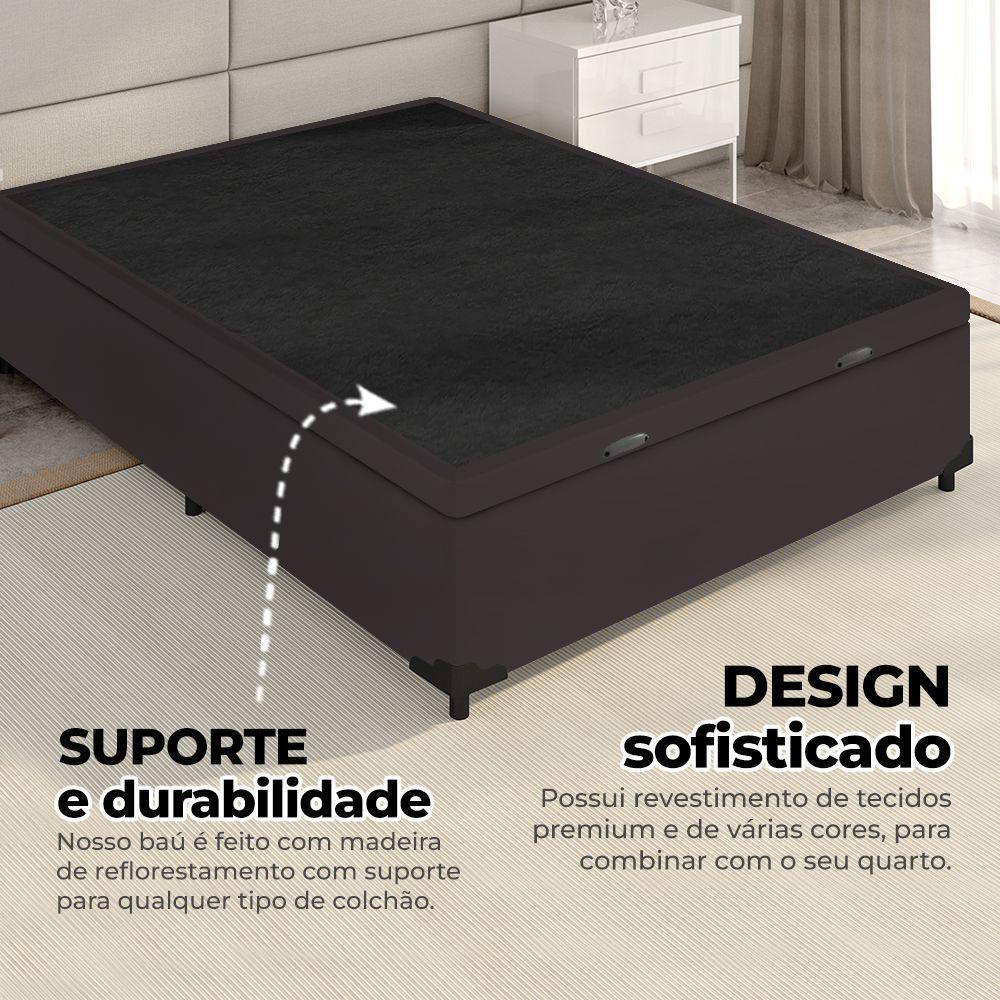 Cama Box Baú Solteiro 88x188x41cm + 1 Travesseiro Fl - Colchomax Marrom Sintético - 3