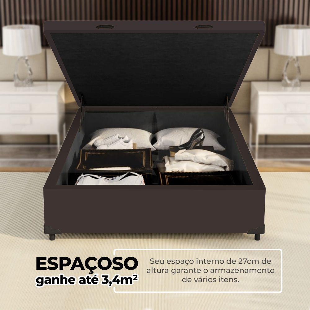Cama Box Baú Solteiro 88x188x41cm + 1 Travesseiro Fl - Colchomax Marrom Sintético - 5
