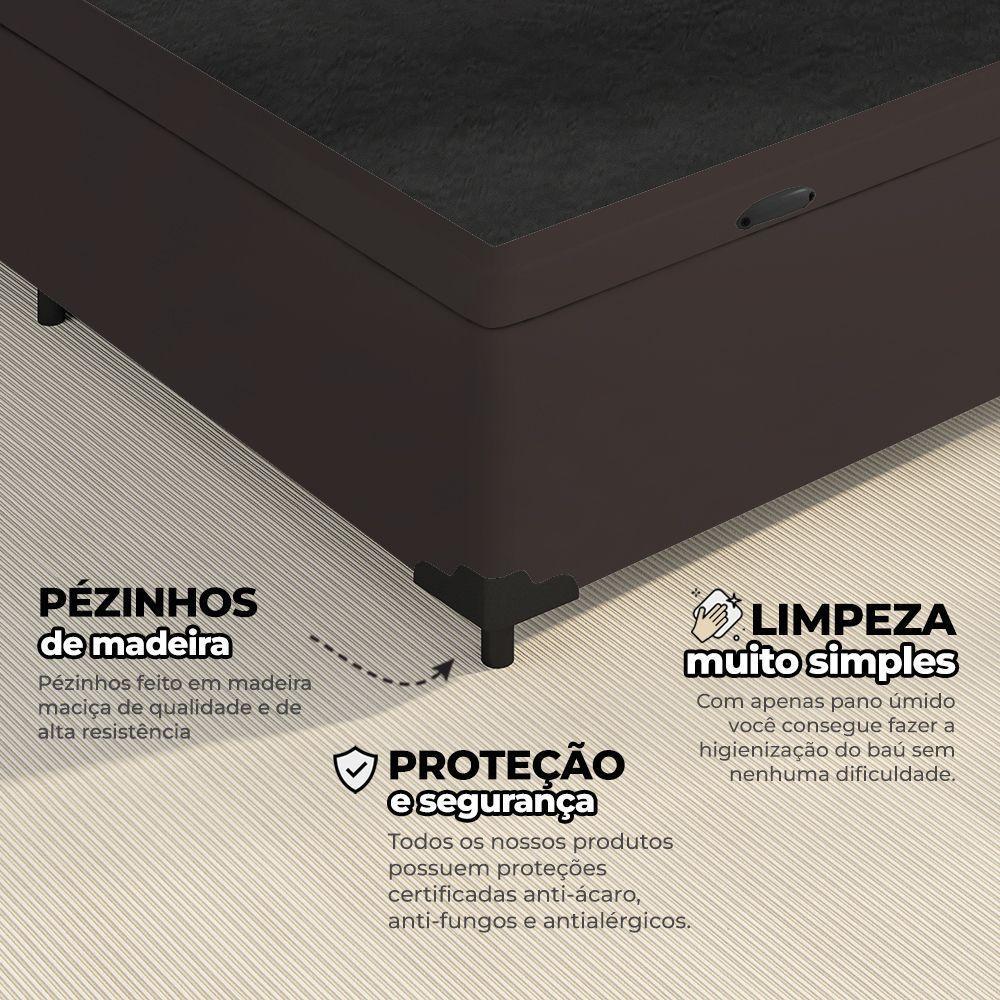Cama Box Baú Solteiro 88x188x41cm + 1 Travesseiro Fl - Colchomax Marrom Sintético - 6