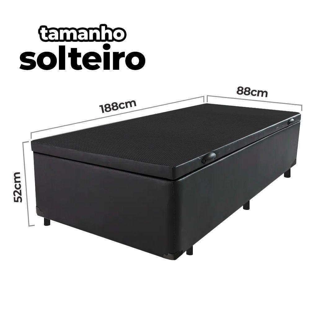 Cama Box Baú Solteiro 88x188x41cm + 1 Travesseiro Fl - Colchomax Preto Sintético - 2