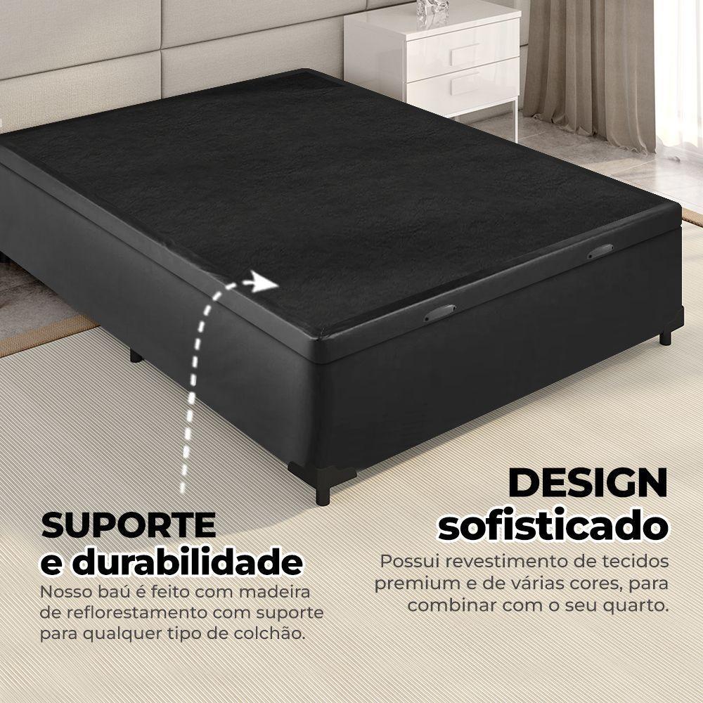 Cama Box Baú Solteiro 88x188x41cm + 1 Travesseiro Fl - Colchomax Preto Sintético - 3