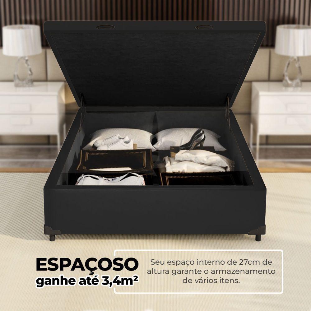 Cama Box Baú Solteiro 88x188x41cm + 1 Travesseiro Fl - Colchomax Preto Sintético - 4