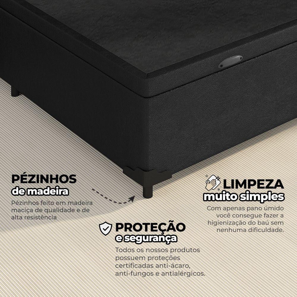 Cama Box Baú Solteiro 88x188x41cm + 1 Travesseiro Fl - Colchomax Preto Sintético - 5