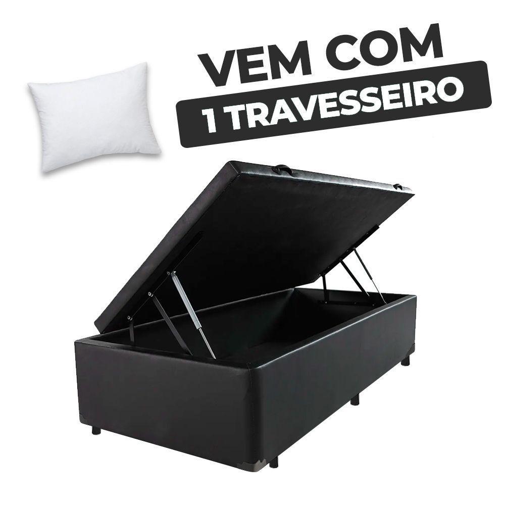 Cama Box Baú Solteiro 88x188x41cm + 1 Travesseiro Fl - Colchomax Preto Sintético - 6