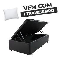 Cama Box Baú Solteiro 88x188x41cm + 1 Travesseiro Fl - Colchomax Preto Sintético - 6
