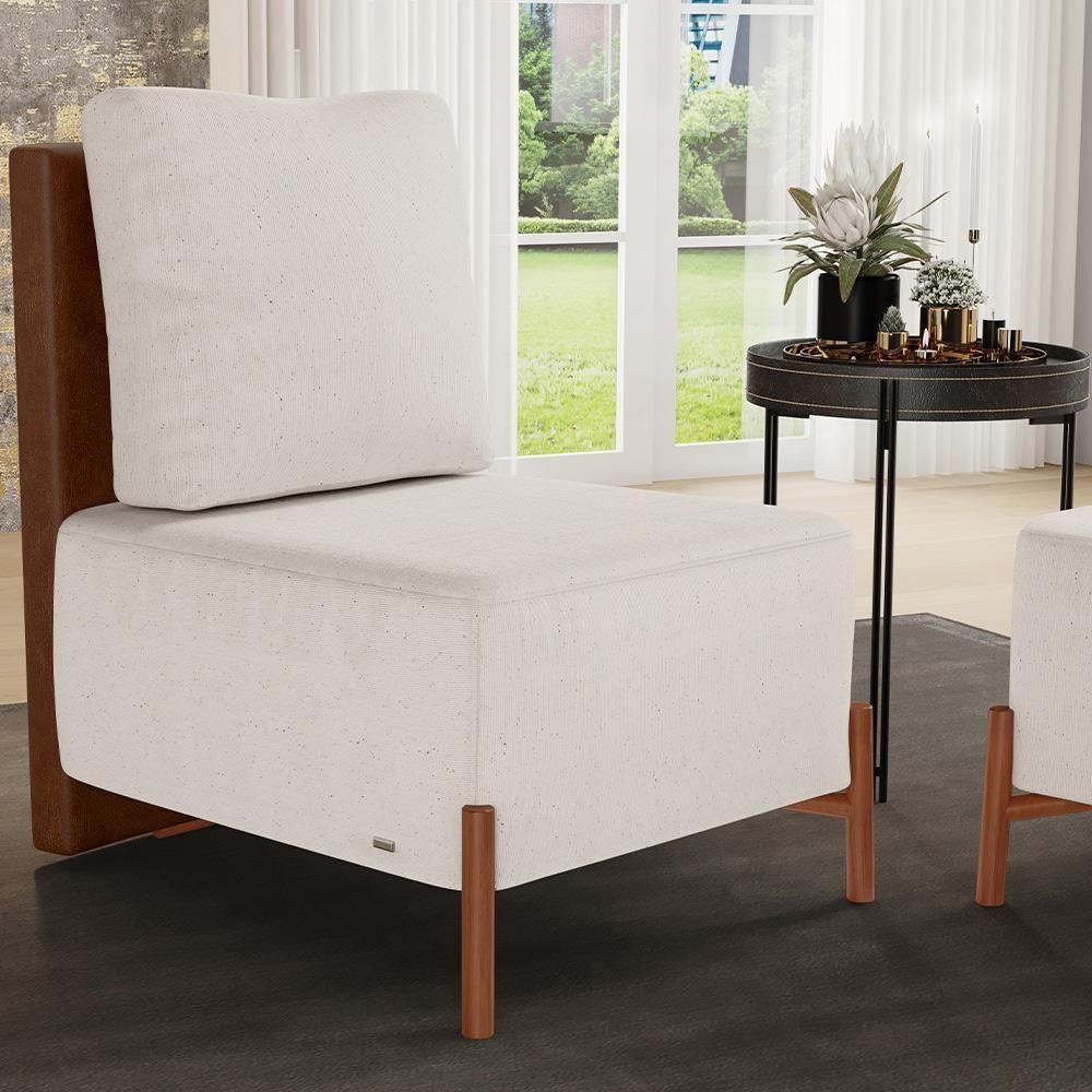 Kit 02 Poltronas Decorativas Sala De Estar Living Hungria L02 Couríssimo Marrom Linho Cru - Lyam - 2