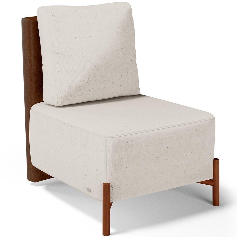 Kit 02 Poltronas Decorativas Sala De Estar Living Hungria L02 Couríssimo Marrom Linho Cru - Lyam - 3