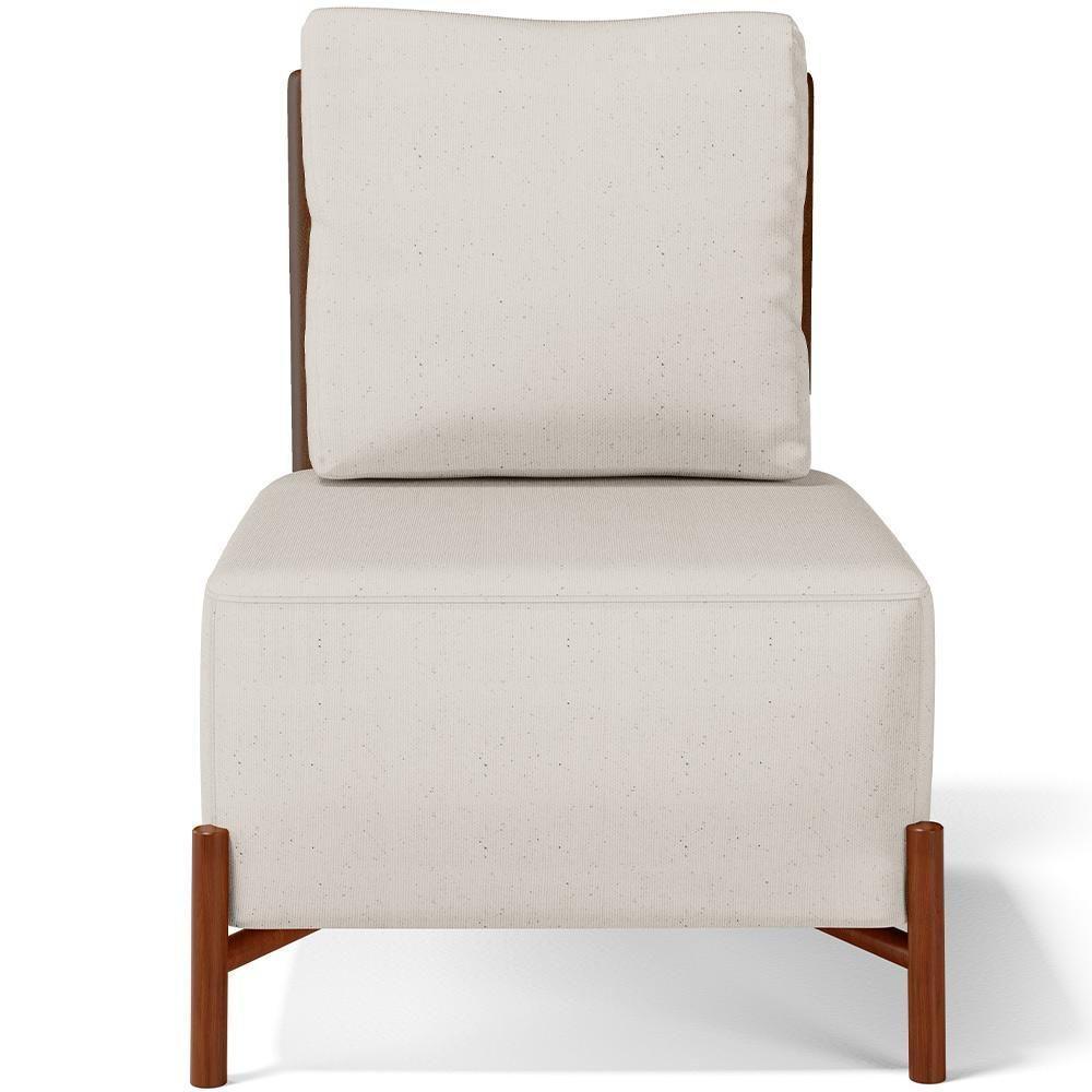 Kit 02 Poltronas Decorativas Sala De Estar Living Hungria L02 Couríssimo Marrom Linho Cru - Lyam - 6