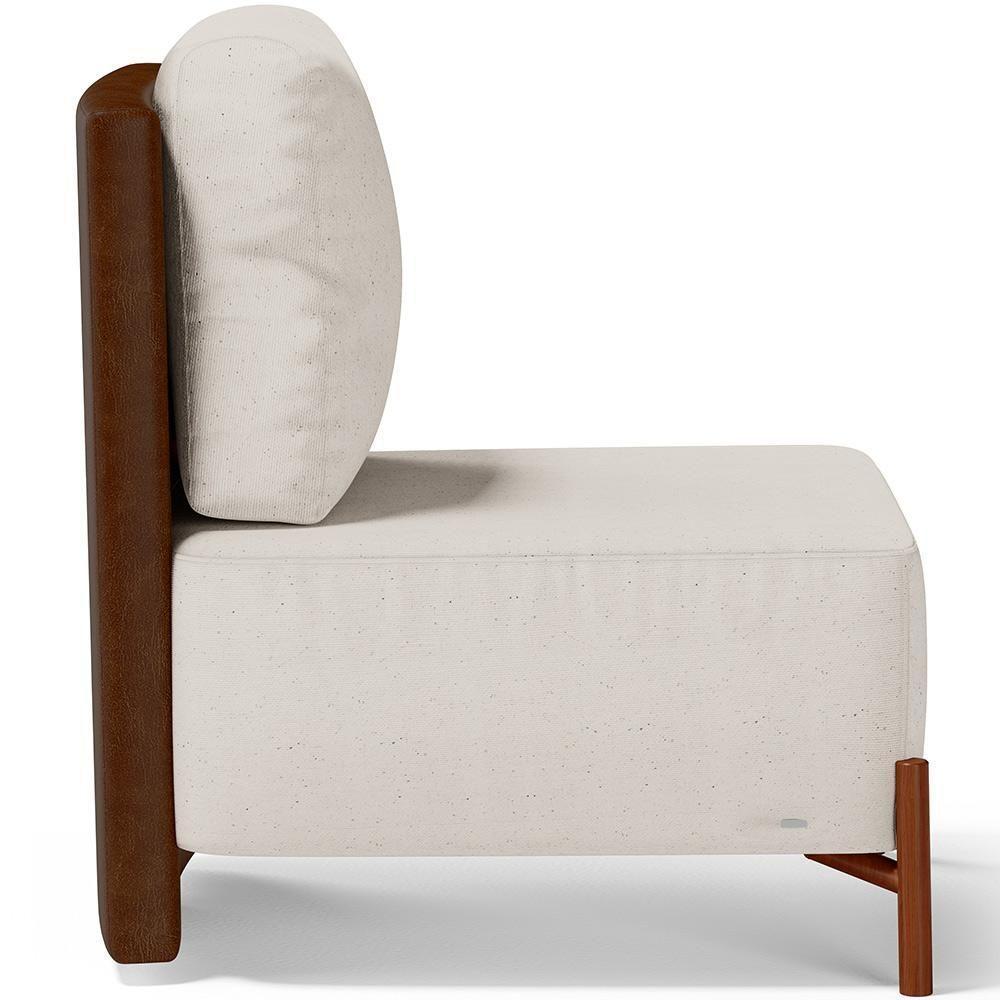 Kit 02 Poltronas Decorativas Sala De Estar Living Hungria L02 Couríssimo Marrom Linho Cru - Lyam - 7