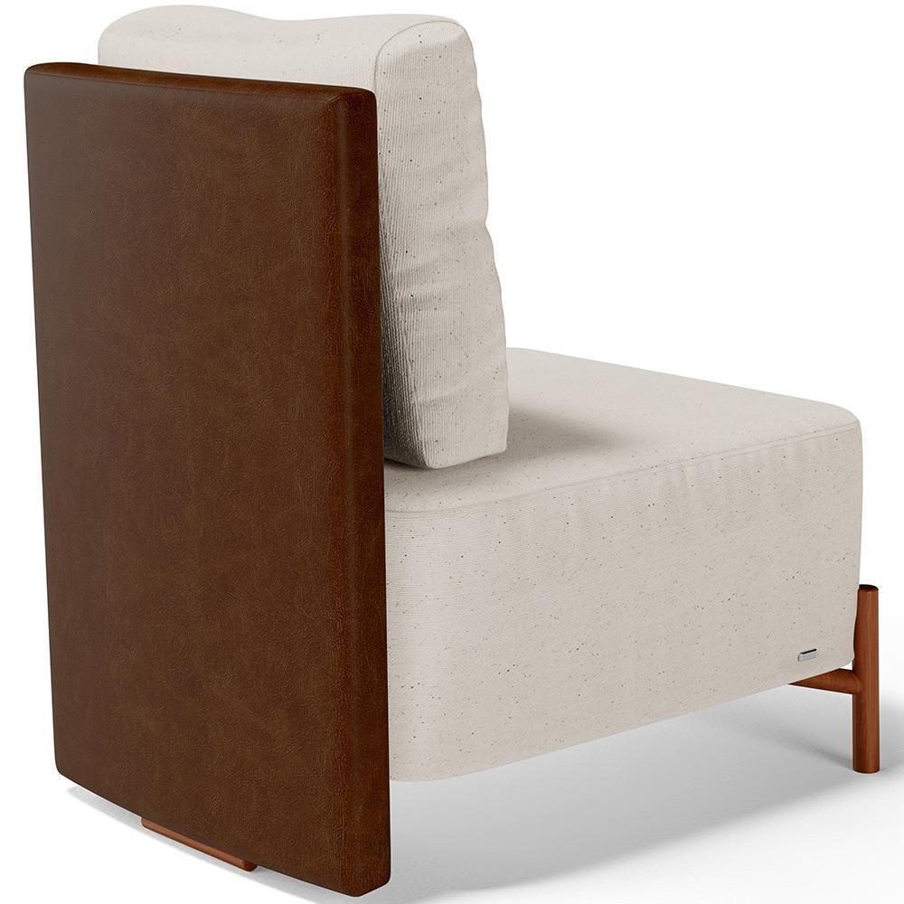 Kit 02 Poltronas Decorativas Sala De Estar Living Hungria L02 Couríssimo Marrom Linho Cru - Lyam - 8
