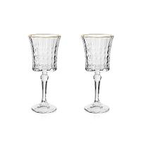 Jogo De Taças Copa E Cia 2 Peças Vitreo Com Filete Dourado 18 X 8 Cm - 1