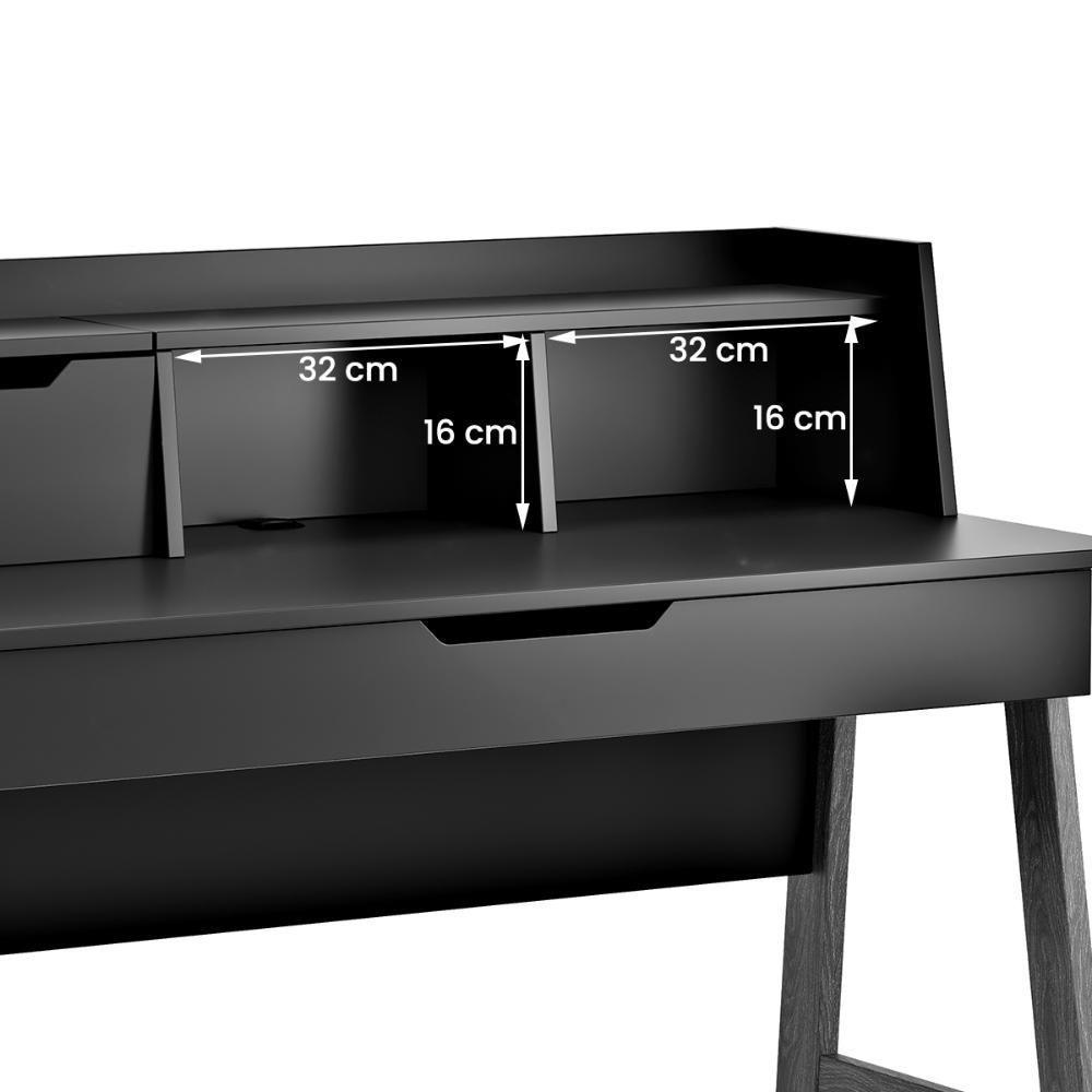 Escrivaninha Parma Ii Escritorio 1 Gaveta Pés Madeira Maciça Preto Preto - 3