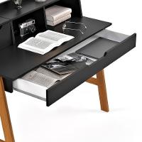 Escrivaninha Parma Ii Escritorio 1 Gaveta Pés Madeira Maciça Preto Preto - 6