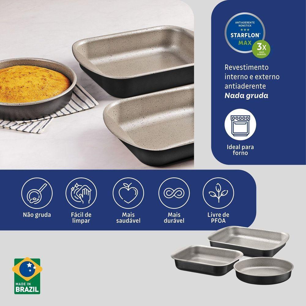 Jogo De Assadeiras Tramontina Brasil Em Alumínio Com Antiaderente Starflon Max Preto 3 Peças Tramontina - 2