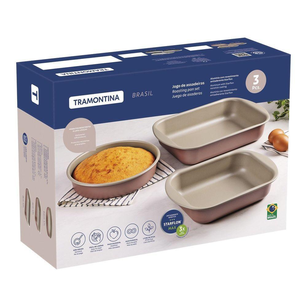 Jogo De Assadeiras Tramontina Brasil Em Alumínio Com Antiaderente Starflon Max Preto 3 Peças Tramontina - 4