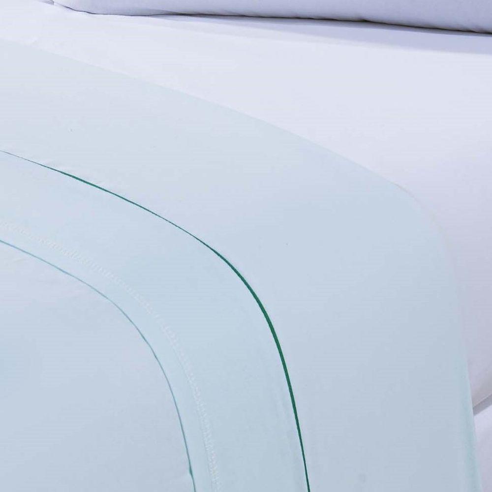 Jogo De Cama 100% Algodão Percal 150 Fios Solteiro Gran Moratta 3 Peças - Branco E Verde - 2